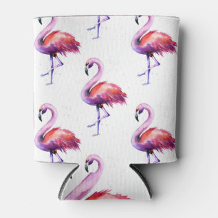 Porta-lata Flamingos com salpicos: padrão de aquarela.