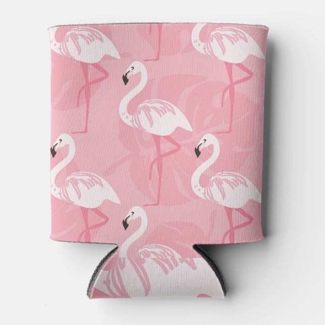 Porta-lata flamingos cor-de-rosa: ilustração da safra. (Frente)