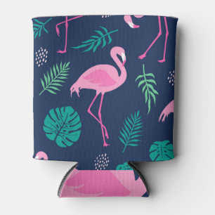 Porta-lata flamingos cor-de-rosa, palmas tropicais, marinheir