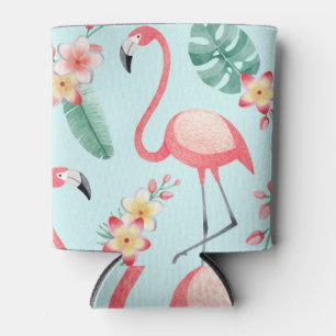 Porta-lata Flamingos Flores Tropicais Padrão de Aquarela