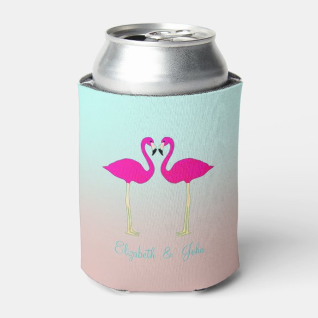 Porta-lata Flamingos Rosa Adoráveis, Personalizados Pelo Amor (Can Front)