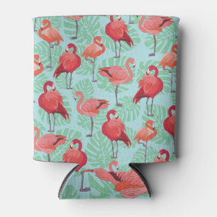 Porta-lata Flamingos Rosa: Padrão Exótico Sem Olhos.
