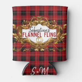 Porta-lata Flannel Vermelho e Preto Elegante | Casamento de X