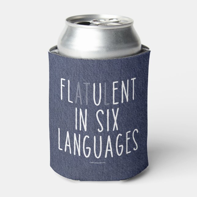 Porta-lata Flatulento em Seis Idiomas (Can Front)