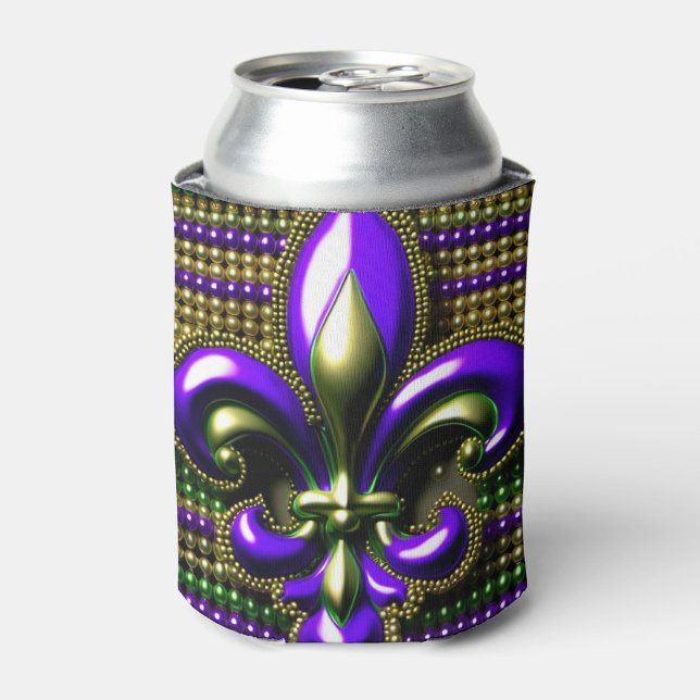 Porta-lata Fleur de lis Beaded Mardi Gras (Criador carregado)