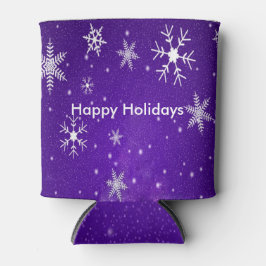 Porta-lata Flocos de neve brancos podem esfriar fundo azul