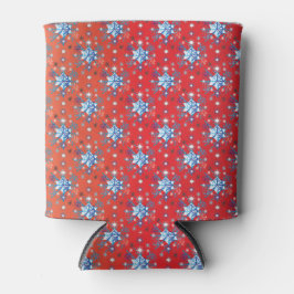 Porta-lata Flocos de neve de Natal abstrato vermelho e azul