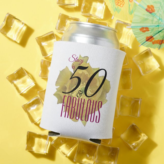 Porta-lata Flor amarelo de cacto 50 e aniversário fabuloso (Verão in situ)