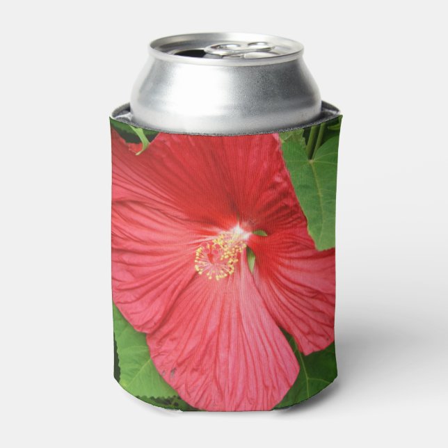 Porta-lata Flor Brilhante Magenta Hibiscus Floral (Can Front)