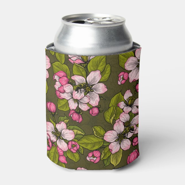 Porta-lata Flor de maçã em verde-escuro (Can Front)
