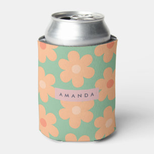 Porta-lata Flor de Margarida Laranja Retro Personalizada