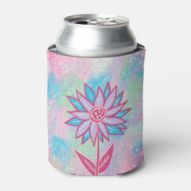 Porta-lata Flor de Pastel, desenhado à mão, (Can Front)