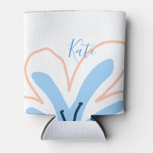Porta-lata Flor de pastel laranja azul adicione nome boho pre