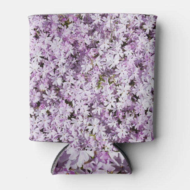 Porta-lata Flor roxa, fundo de frescura de verão. (Frente)