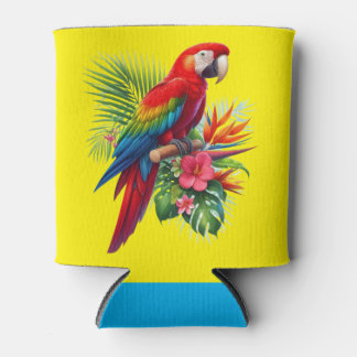 Porta-lata Flor tropical de arara vermelha