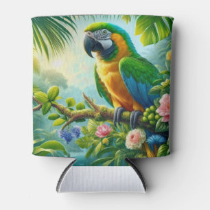 Porta-lata Flor tropical de macau verde