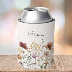 Porta-lata Floral Bonito de Aguarela Personalizado de Flores 