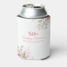 Porta-lata Floral de Aquarela Rosa-Rosa-80 Personalizado