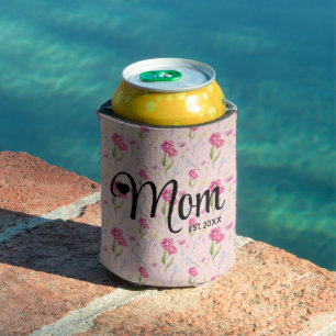 Porta-lata Floral Flor Silvestre Bege Rosa Rascunho Mãe Estd