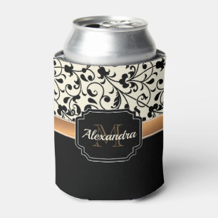 Porta-lata Floral preto & branco