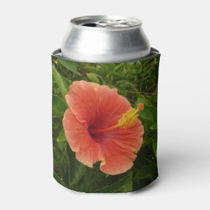 Porta-lata Floral Tropical de Flor de Hibiscus Laranja