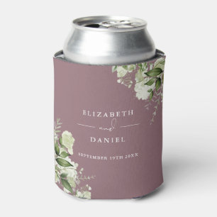 Porta-lata Floral Verde Elegante Casamento Roxo