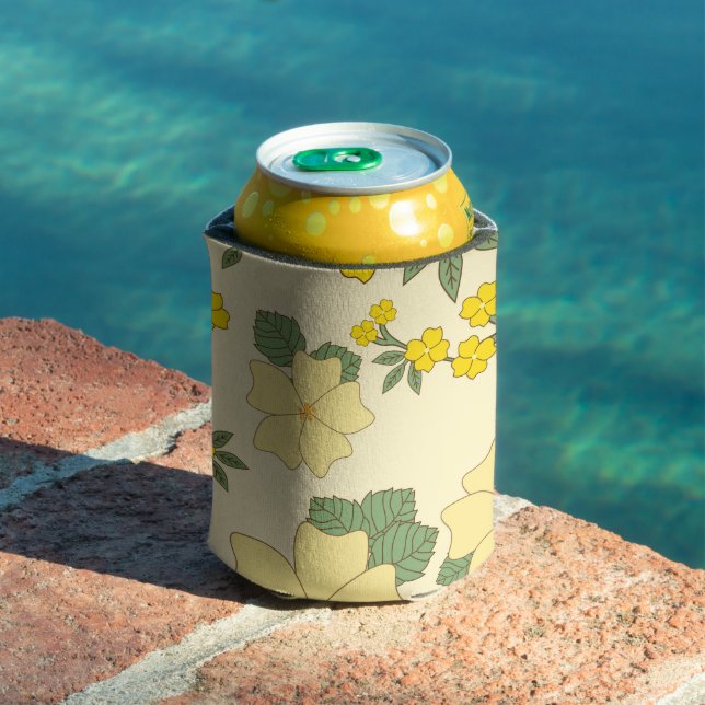 Porta-lata Flores Amarelas, Padrão Floral, Padrão De Flores (Piscina in situ)