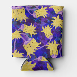 Porta-lata Flores amarelas: trabalho de arte de aquarela de f