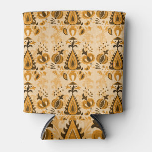 Porta-lata Flores Asiáticas: Castanho Vintage Sem Costura.