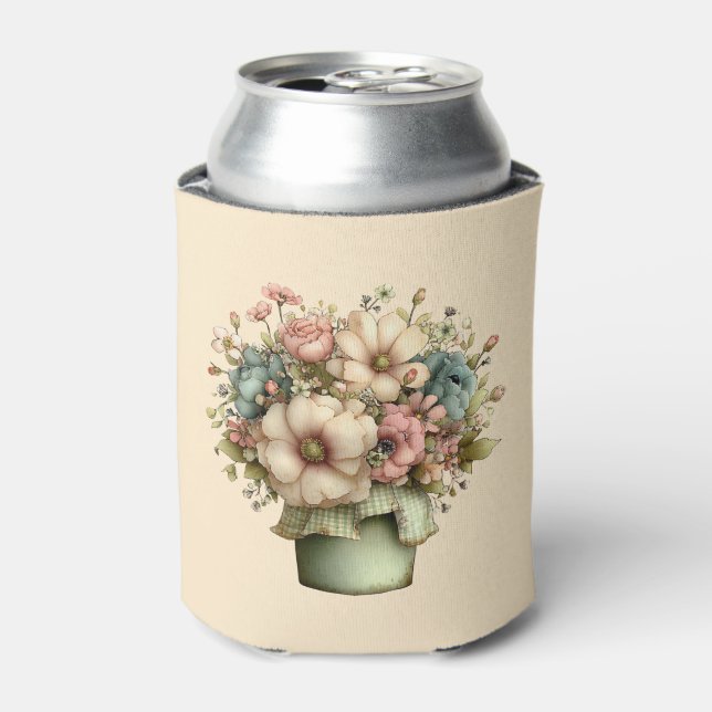 Porta-lata Flores Caprichosas em um Vaso de Planta Cute (Can Front)