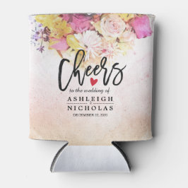 Porta-lata Flores Coloridas De Aquarela Casando Saúde Ao Amor