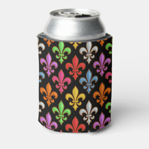 Porta-lata Flores Coloridas e Negras Fleur-de-lis em Negrito