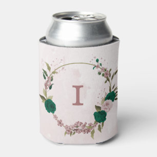Porta-lata flores cor-de-rosa verde esmeralda casamento