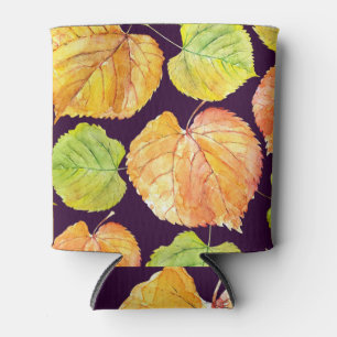 Porta-lata Flores de aquarela de outono, padrão sem costura.