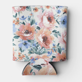 Porta-lata Flores de aquarela, ilustração uniforme de padrões