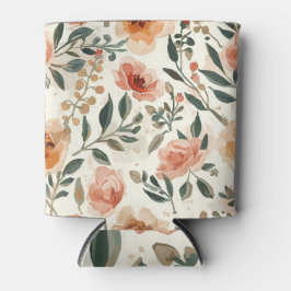 Porta-lata Flores de Aquarela Laranja Pintura Botânica