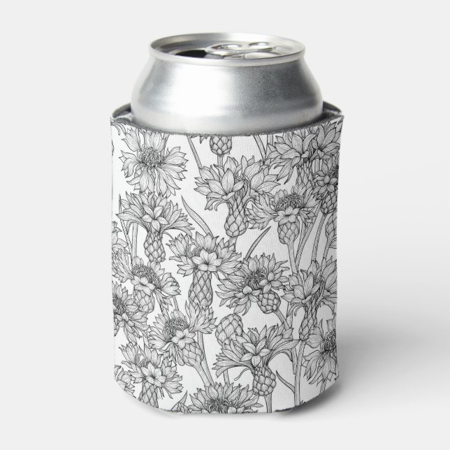 Porta-lata Flores, flores silvestres, a preto e branco (Can Front)