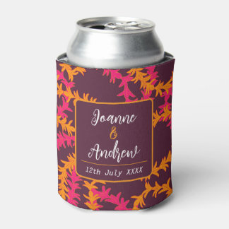 Porta-lata Flores Laranja Rosa Favor de Casamento na Praia do