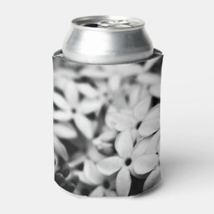 Porta-lata Flores miniatura em preto e branco