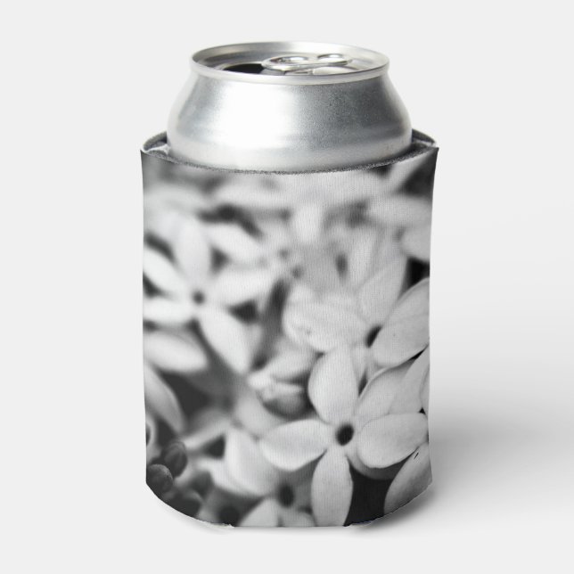 Porta-lata Flores miniatura em preto e branco (Can Front)