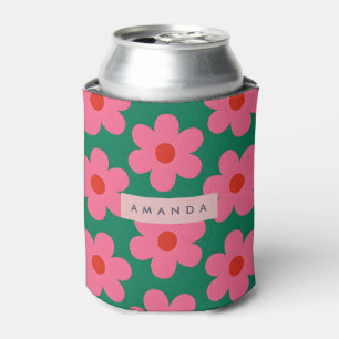 Porta-lata Flores Personalizadas de Margarida Rosa Retrô em V