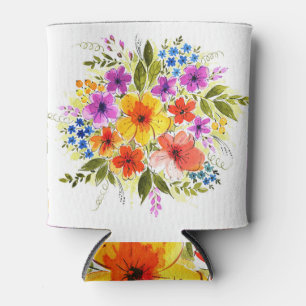 Porta-lata Flores pintadas à mão, buquê de aquarela brilhante