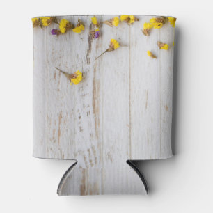 Porta-lata Flores primavera amarelas, decor de prancha branca