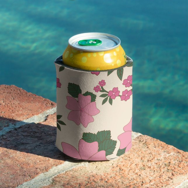 Porta-lata Flores Rosa, Padrão Floral, Padrão De Flores (Piscina in situ)