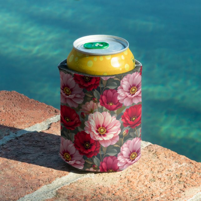 Porta-lata Flores rosa, vermelhas e malva  (Piscina in situ)