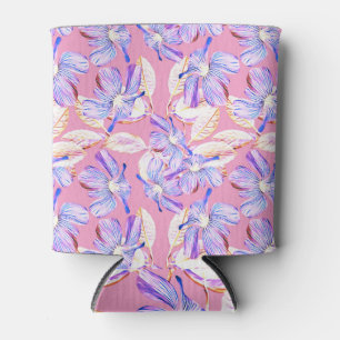 Porta-lata Flores Roxas: Elegância Floral Por Aquarelas.