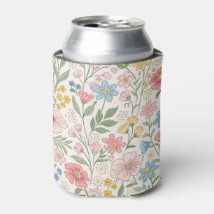 Porta-lata Flores Selvagens Padrão Floral de Verão