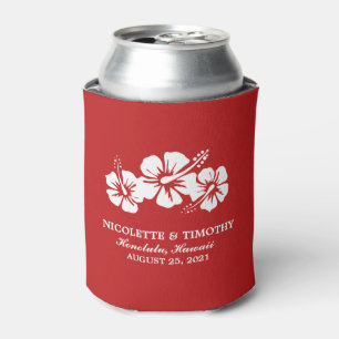 Porta-lata Flores Tropicais De Hibiscus  Casamento Vermelho