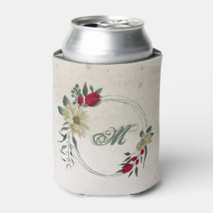 Porta-lata flores vermelhas e amarelas claras verdes