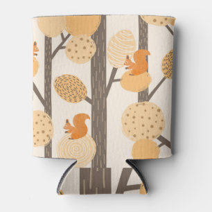Porta-lata Floresta de outono, esquilos: motif de safra.